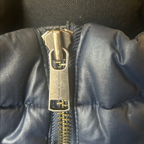 Andrew Marc Fox Fur
Trim Hood Belted Puffer Navy Jacket - Picture 10 of 14